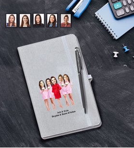 Kişiye Özel Bride To Be Bekarlığa Veda Karikatürlü Gri Defter Kalem Seti Mod2