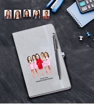 Kişiye Özel Bride To Be Bekarlığa Veda Karikatürlü Gri Defter Kalem Seti Mod2