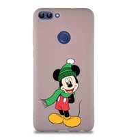 Huawei P Smart Soft Premier Kapak Mickey Mouse-G Tasarımlı Silikon Kılıf - Pudra (Şeffaf)