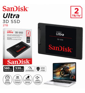 SanDisk Ultra 3D SSD 2TB SATA 2.5" Dahili SSD Disk 560 MB/s Okuma 530 MB/s Yazma Yüksek Hızlı SDSSDH3-2T00-G25