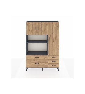 Arges Gardrop 7 Raflı 5 Çekmeceli 3 Kapaklı 132x30x195 Antrasit-Çam