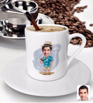 BK Gift Kişiye Özel Tatilci Adam Karikatürlü Türk Kahvesi Fincanı-1