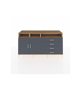 Kronos Konsol 5 Raflı 4 Çekmeceli 2 Kapaklı 176x59x99 Çam-Antrasit