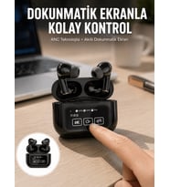 Yeni Nesil Anc Özellikli Çağrı Cevaplayan Dokunmatik Ekranlı Bluetooth Kulaklık Siyah Yeni Nesil