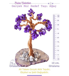 Sertifikalı Gerçek Mor Sedef Taşı Ağaç - Akik Plakalı