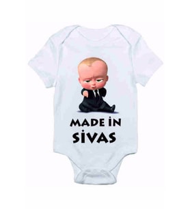 Unisex Bebek Beyaz Made In Sivas Baskılı Body Zıbın