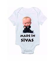 Unisex Bebek Beyaz Made In Sivas Baskılı Body Zıbın