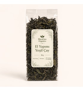 BlackSea Organics El Yapımı Yeşil Çay 50 gr Katkısız Doğal Mayıs Hasatı Üst Yaprak