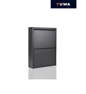 Yuwa 2’li Siyah Renk Metal Ayakkabılık Çok Amaçlı Organizatör Metal Dolap
