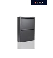 Yuwa 2’li Siyah Renk Metal Ayakkabılık Çok Amaçlı Organizatör Metal Dolap