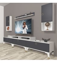 Decoraktiv Ekoflex 270DA Mdf Gold Tv Ünitesi Tv Sehpası - Beyaz Antrasit (Beyaz - Antrasit)
