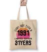 1991 Birthday Gift - Made, Born in 1991 Gift - 31 Year Old Birthday  Gift  Vintage Style Bez Çanta Uzun Saplı