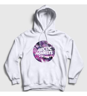 Presmono Unisex Beyaz Planet Arctic Monkeys Kapüşonlu Sweatshirt 293463tt