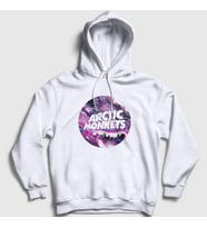 Presmono Unisex Beyaz Planet Arctic Monkeys Kapüşonlu Sweatshirt 293463tt