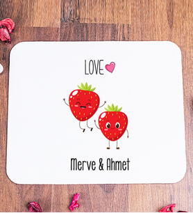 Kişiye Özel Sevimli Çilekler Mouse Pad