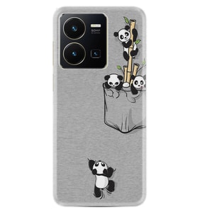 Vivo Y22 Kılıf Silikon Desen Özel Seri Pandalar 1798
