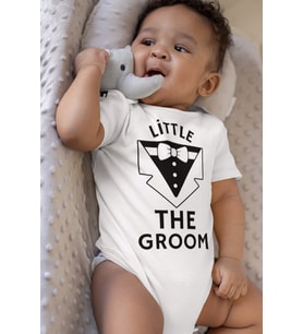 Little The Groom's Desenli Kısa Kol Erkek Bebek Body