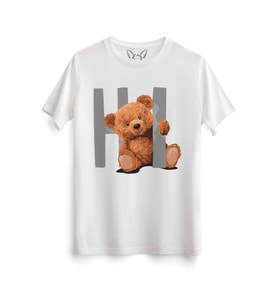 Hi Tedy Bear Beyaz Tshirt