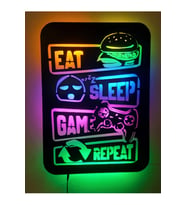Mony Tasarım Eat Sleap Repeat Gamer Led Tablo