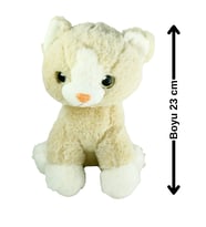Peluş Oyuncak Oturan Kedi 23 cm Oyun Arkadaşım Uyku Arkadaşı Yüksek Kalite Peluş Yastık Hediyelik (Krem)