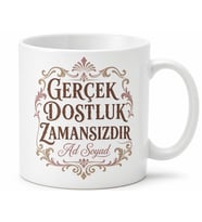 İsme Özel Vintage Dostluk Yazılı Baskılı Kupa Bardak Hediye