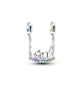Sallanan Kedi Taşlı Zincirli Charm