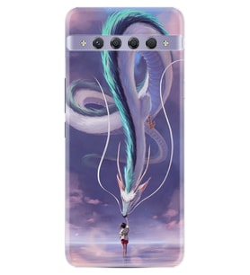 TCL 10 Plus Kılıf Silikon Desen Kız ve Ejderha 1742