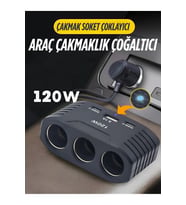 3 lü Çakmak Soketi 120W Çakmaklık Çoğaltıcı 2 Usb 1 Type-c Araç Şarj Cihazı Çakmak Çoklayıcı