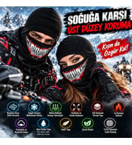 Rüzgâr Geçirmez Kask İçi Nefes Alan Viskoz Tam Yüz Balaklava & Termal Boyunluk(unisex)