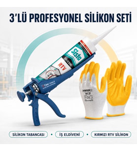 Sista Rtv Silikon Sıvı Conta (300° C) Kırmızı 310 ml Silikon Seti (silikon+tabanca+eldiven)