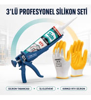 Sista Rtv Silikon Sıvı Conta (300° C) Kırmızı 310 ml Silikon Seti (silikon+tabanca+eldiven)