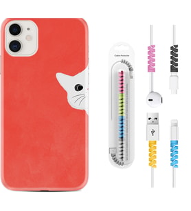Apple iPhone 11 12 13 Mini Kılıf Kablo Koruma Spiral Silikon Kedoş 1735