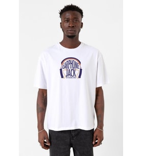 My Hero Academi Anime Earphone Jack Beyaz Erkek Oversize Tshirt