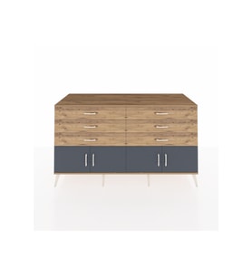 Kronos Konsol 2 Raflı 6 Çekmeceli 4 Kapaklı 176x59x99 Çam-Antrasit/Çam