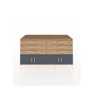 Kronos Konsol 2 Raflı 6 Çekmeceli 4 Kapaklı 176x59x99 Çam-Antrasit/Çam