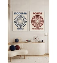 Soyut Minimalizm Geometrik Daireler 2'li Ahşap Çerçeveli Tablo Seti