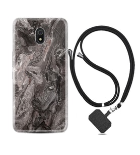 Xiaomi Redmi 8A 8 Pro 9C 9T 10C 11T Pro Kılıf Boyun Askılı Silikon Gri Mermer 1376