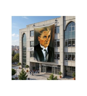 Sivil Mustafa Kemal Atatürk Portresi Poster Bayrak Raşel Kumaş 6x9 metre ATA2