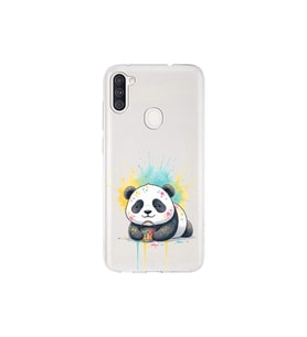 Samsung Galaxy A11 ile Uyumlu Splash Panda Tasarımlı Şeffaf Silikon Kılıf
