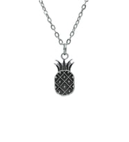 Ananas Erkek Kadın Kolye Antik Gümüş Kaplama - 60 cm Düz Zincir
