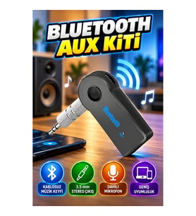 Bluetooth Aux Kiti Kablosuz Ses Alıcı Adaptör 3.5 mm Stereo Çıkışlı