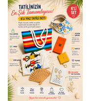 Plaj Çantası Seti I 6 Parça I Yaz Tatili Kombin Seti I Pareo Vizör Şapka Kartlık Telefon Çantası