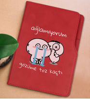 BK Gift Gözüme Toz Kaçtı Tasarımlı Kırmızı Termo Deri Not Defteri 15x21cm-1
