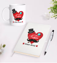 BK Gift Kişiye Özel Canım Babam Tasarımlı Beyaz Defter Kalem Kupa Seti - Model 4