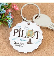 İsme Özel Pilot Papatya Anahtarlık