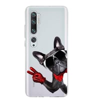 PrintiFy Xiaomi Mi Note 10 ile Uyumlu 1mm Slim Fit Köpek 2 050e Baskılı Şeffaf  Kılıf