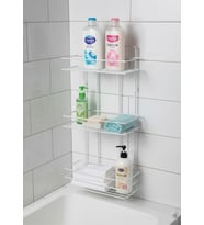 3 Katlı Banyo Rafı - Termo Plastik Kaplama Metal Şampuanlık - Üç Raflı Beyaz