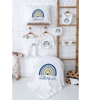 Pia Baby Premium %100 Pamuk Yenidoğan Bebek Hastane Çıkışı Hediyelik Set 5091-02 (Ekru)