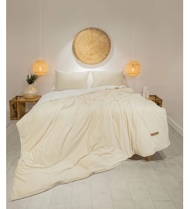 Koza Home Linda Krem Kadife Çift Kişilik Nevresim Takımı 200x220 4 Yastıklı 5007