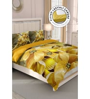 Lastikli Çarşaflı %100 Pamuk Saten Çift Kişilik Nevresim Takımı Yellow Flowers